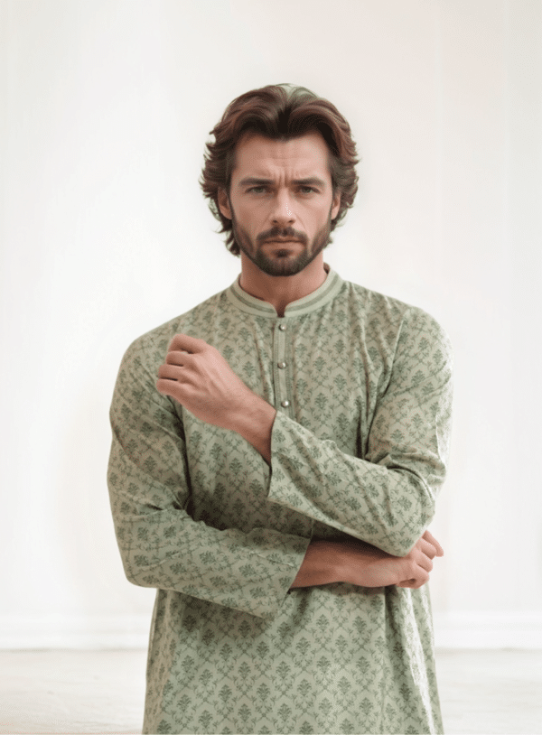Green Premium Cotton Panjabi