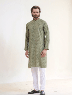 Green Premium Cotton Panjabi