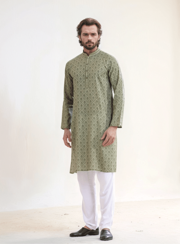 Green Premium Cotton Panjabi