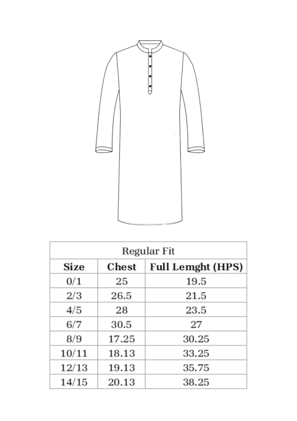 Kids Panjabi Size Chart