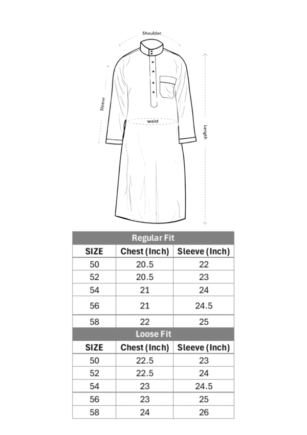 White Legacy Thobe Size Chart