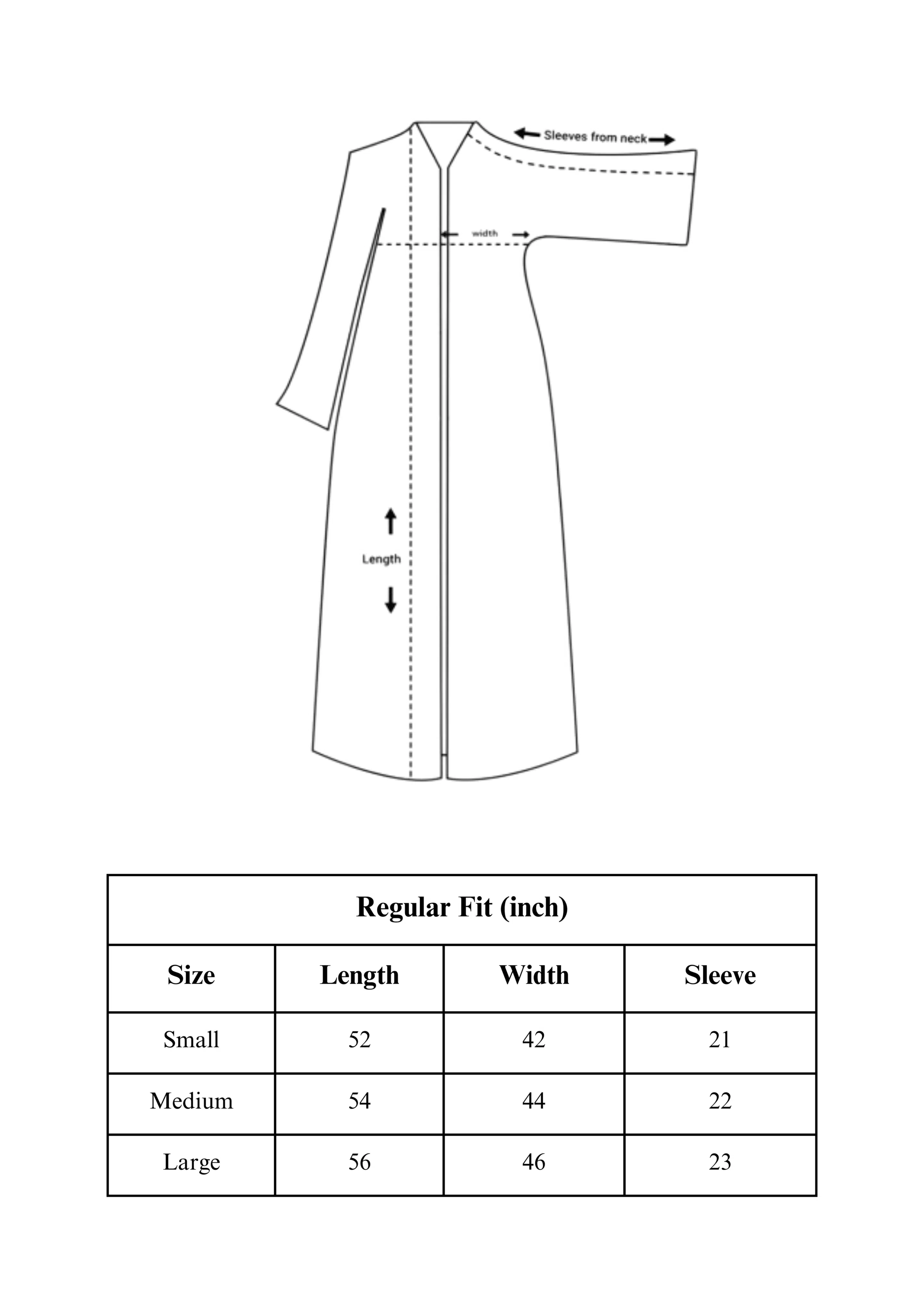 Women's Abaya Size Chart